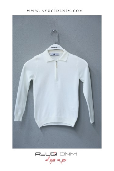 1004-128-158 БЕЖЕВЫЙ ОДНОТОННЫЙ ВЯЗАНЫЙ СВИТЕР С ДЛИННЫМ РУКАВОМ