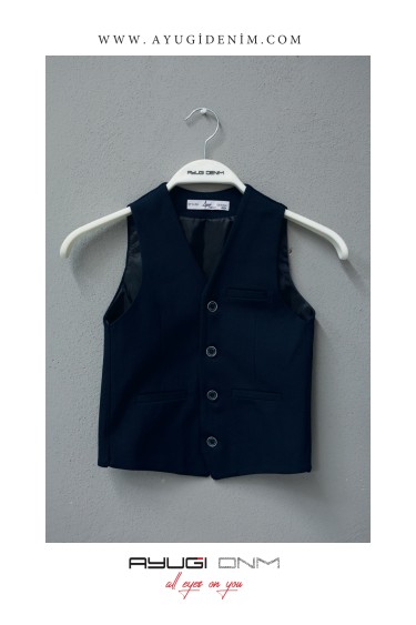 1122-122-158 ЖИЛЕТ ИЗ ТКАНИ ГАБАРДИНА С КАРМАНОМ