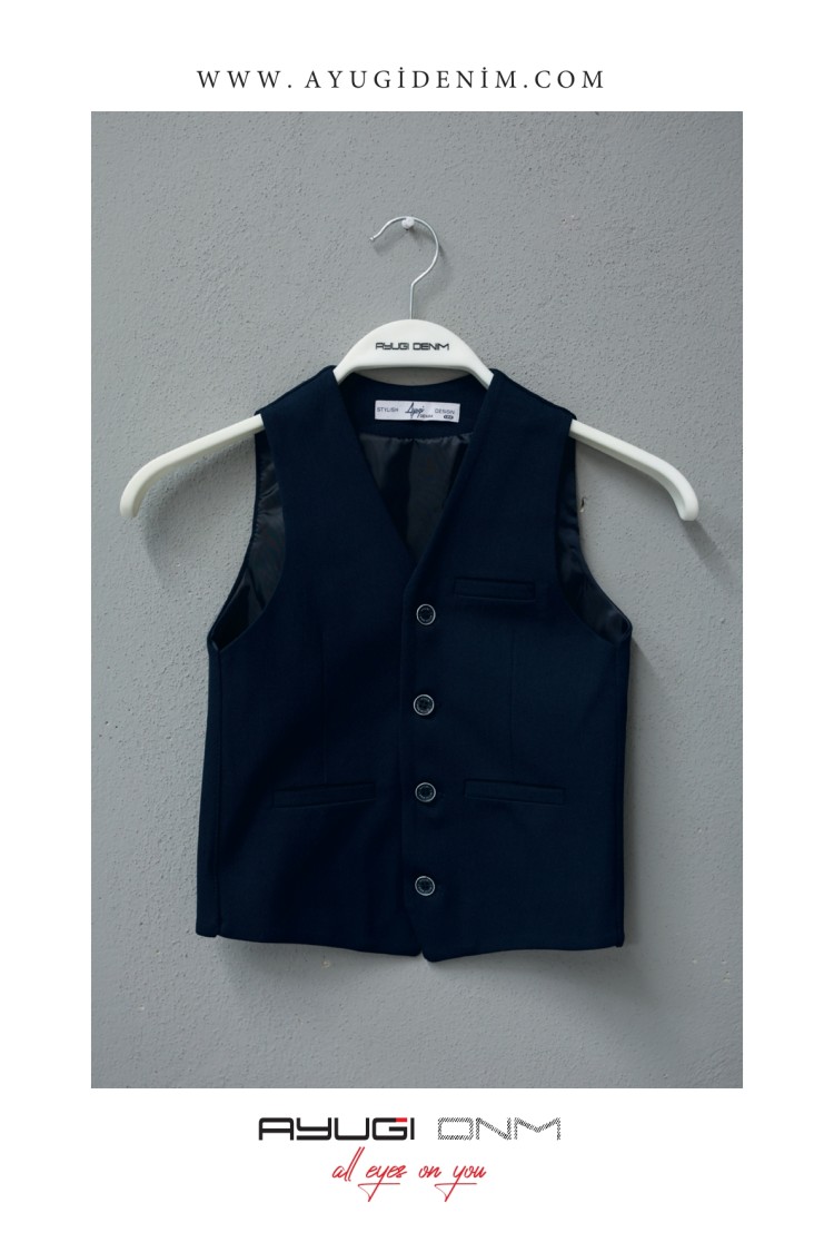 1122-122-158 ЖИЛЕТ ИЗ ТКАНИ ГАБАРДИНА С КАРМАНОМ