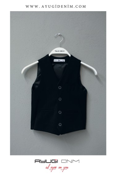 1123-164-176 ЖИЛЕТ ИЗ ТКАНИ ГАБАРДИНА С КАРМАНОМ