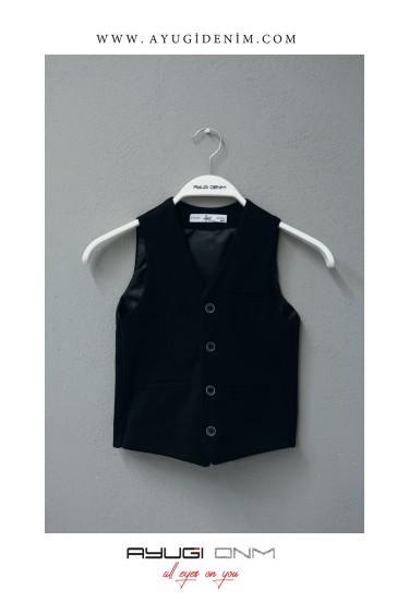 1122-122-158 ЖИЛЕТ ИЗ ТКАНИ ГАБАРДИНА С КАРМАНОМ