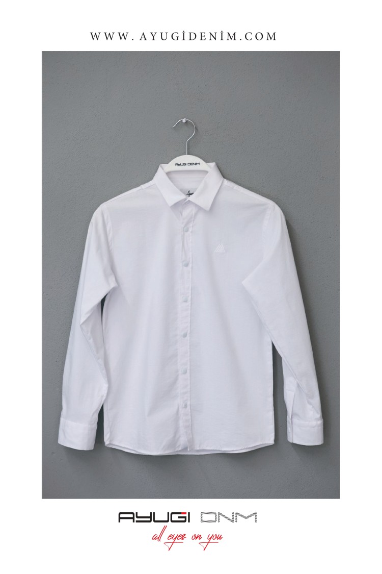 18128-116-140 РУБАШКА НОРМАЛЬНОГО РАЗМЕРА С ДЛИННЫМИ РУКАВАМИ И ПУГОВИЦАМИ