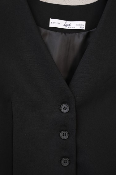 17229-134-164 ЧЕРНЫЙ ЖИЛЕТ ИНДИВИДУАЛЬНОГО ПОШИВА НА ПУГОВИЦАХ