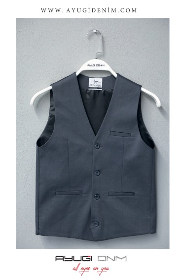 17237-110-164 СЕРЫЙ ЖИЛЕТ ИНДИВИДУАЛЬНОГО ПОШИВА НА ПУГОВИЦАХ