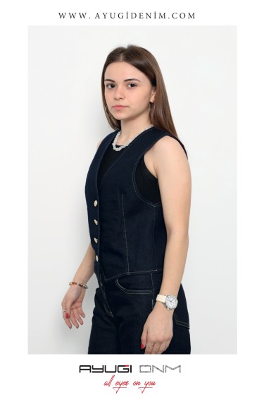 17240-134-164 ТЕМНО-СИНИЙ ДЖИНСОВЫЙ ЖИЛЕТ