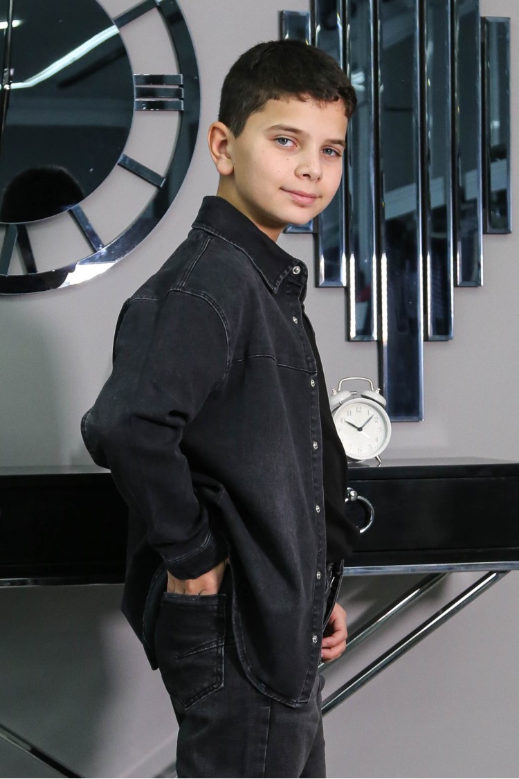 17266-140-170 ЧЁРНАЯ ДЖИНСОВАЯ РУБАШКА