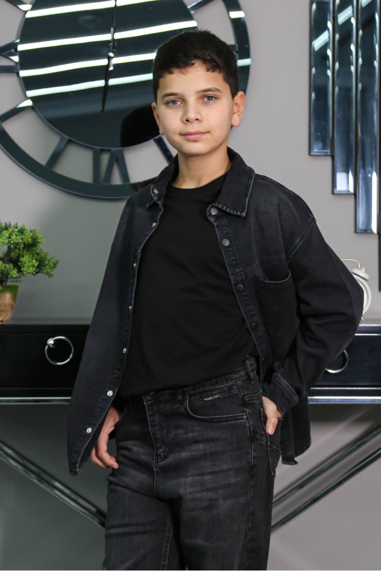 17266-140-170 ЧЁРНАЯ ДЖИНСОВАЯ РУБАШКА