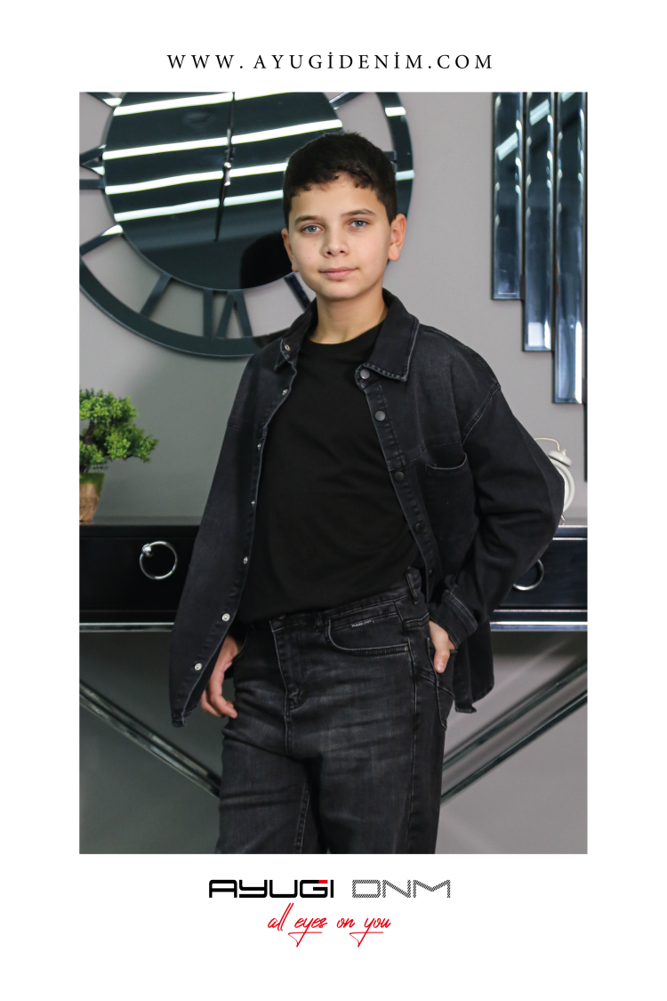 17266-140-170 ЧЁРНАЯ ДЖИНСОВАЯ РУБАШКА