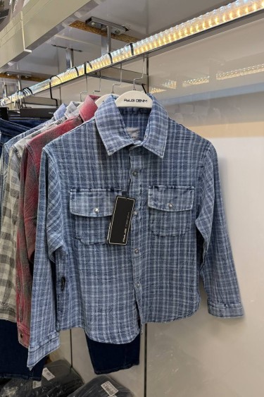 17267-140-170 СИНЯЯ КЛЕТЧАТАЯ РУБАШКА