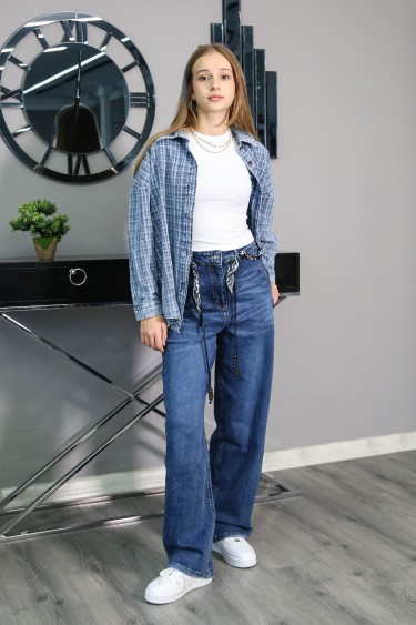 17268-134-164 MAVİ EKOSELİ GÖMLEK