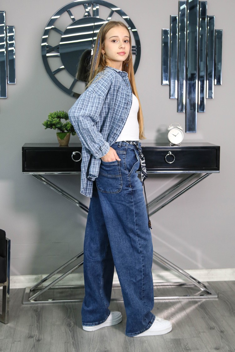 17268-134-164 СИНЯЯ КЛЕТЧАТАЯ РУБАШКА