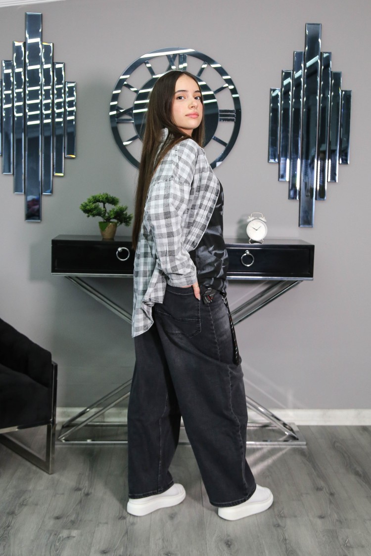 17268-134-164 ЧЁРНАЯ КЛЕТЧАТАЯ РУБАШКА