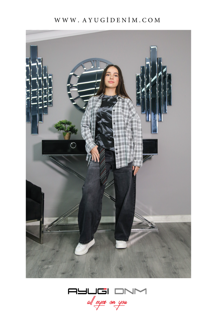 17268-134-164 ЧЁРНАЯ КЛЕТЧАТАЯ РУБАШКА