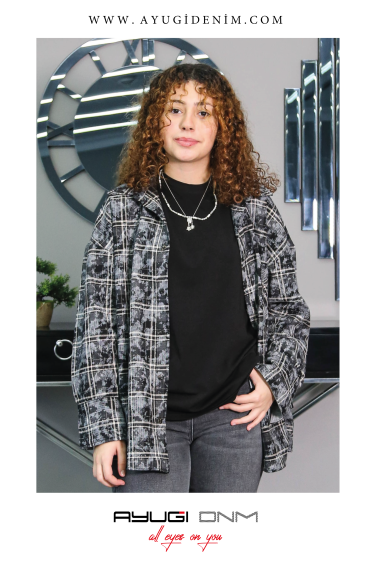 17278-134-164 SİYAHA GRİ EKOSE GÖMLEK