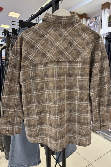 17278-134-164 KAHVE SİYAH EKOSE GÖMLEK