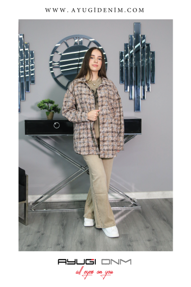 17278-134-164 KAHVE SİYAH EKOSE GÖMLEK