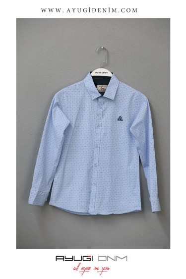 18101-122-146 РУБАШКА НА ПУГОВИЦАХ С СИНИМ РАЗМЕРОМ