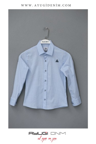 18101-122-146 РУБАШКА НА ПУГОВИЦАХ С СИНИМ РАЗМЕРОМ