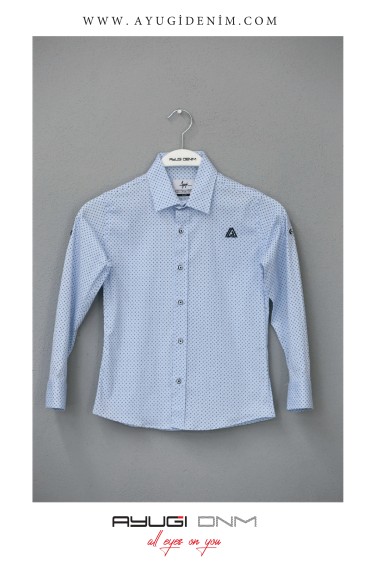 18101-122-146 РУБАШКА НА ПУГОВИЦАХ С СИНИМ РАЗМЕРОМ