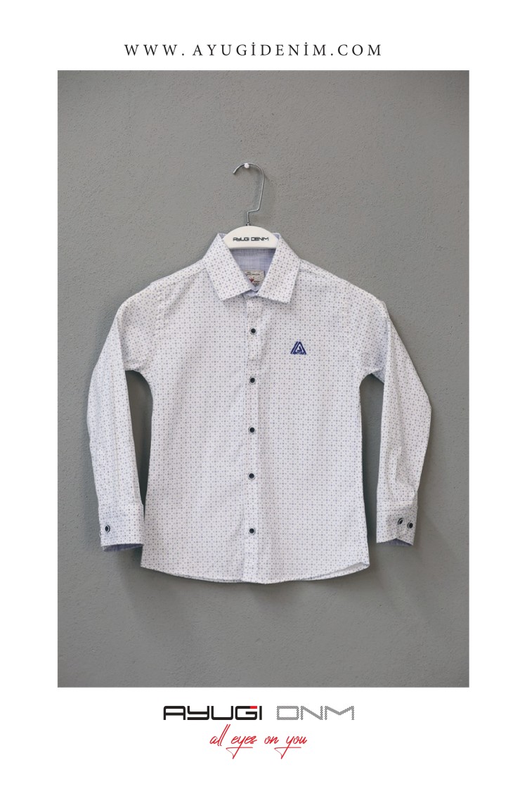 18101-116-140 РУБАШКА НА ПУГОВИЦАХ С УЗОРОМ, БЕЛАЯ РАЗМЕРА