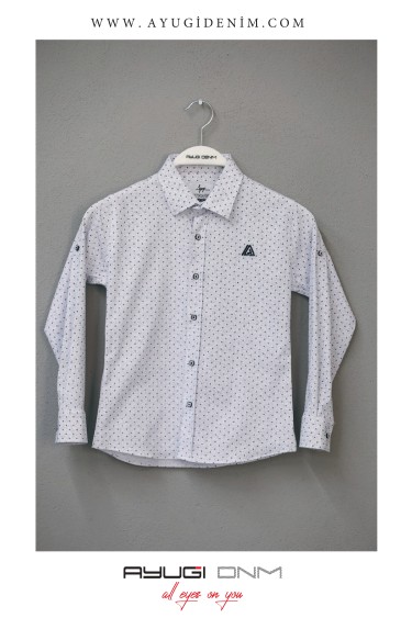 18101-116-140 РУБАШКА НА ПУГОВИЦАХ С УЗОРОМ, БЕЛАЯ РАЗМЕРА