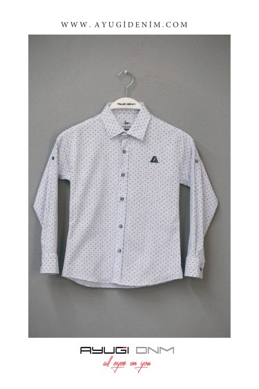 18127-128-158 РУБАШКА НА ПУГОВИЦАХ С УЗОРОМ, БЕЛАЯ РАЗМЕРА