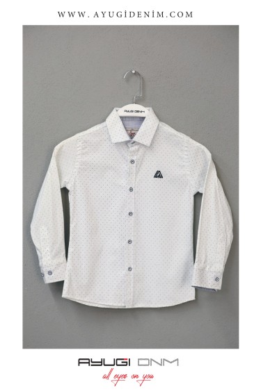 18101-116-140 РУБАШКА НА ПУГОВИЦАХ С УЗОРОМ, БЕЛАЯ РАЗМЕРА