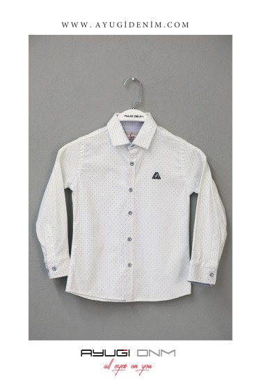 18102-146-170 РУБАШКА НА ПУГОВИЦАХ С УЗОРОМ, БЕЛАЯ РАЗМЕРА