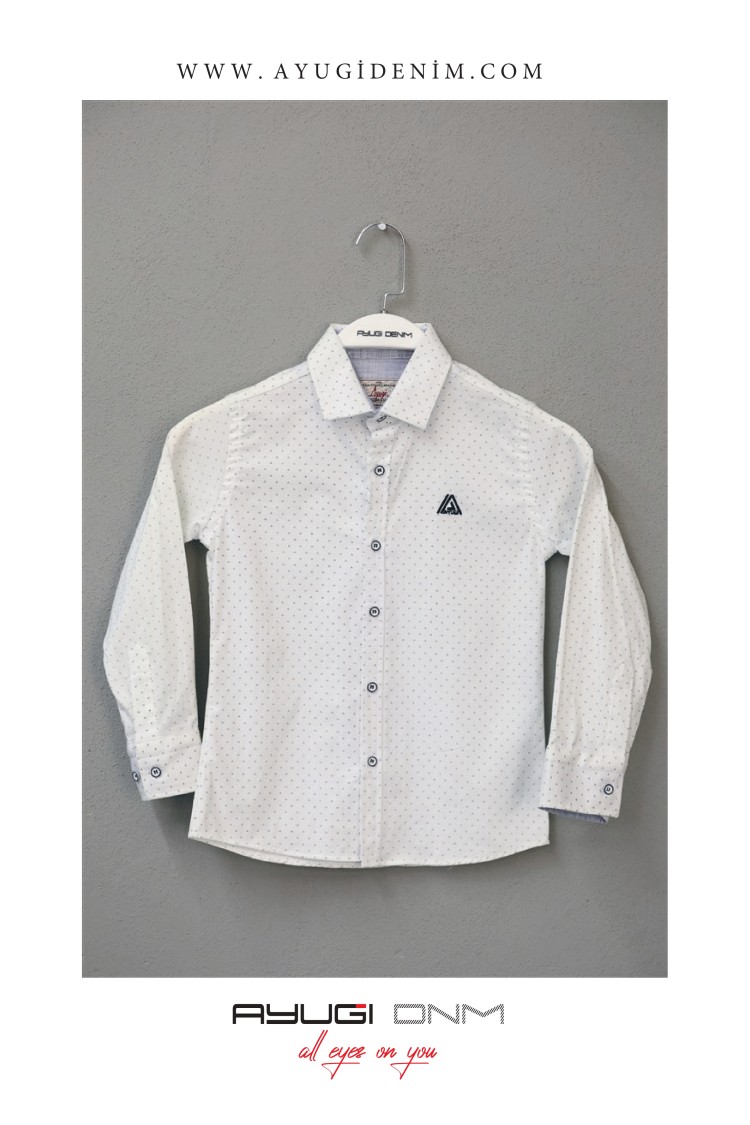 18101-116-140 РУБАШКА НА ПУГОВИЦАХ С УЗОРОМ, БЕЛАЯ РАЗМЕРА