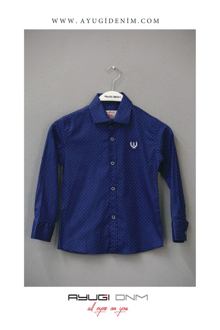 18102-152-176 РУБАШКА НА ПУГОВИЦАХ С УЗОРОМ ТЕМНО-СИНЕГО РАЗМЕРА