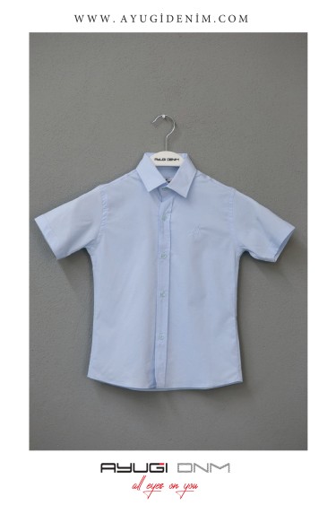 18112-146-170 MAVİ KISA KOLLU DÜĞMELİ GÖMLEK