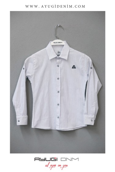 18127-128-158 РУБАШКА НА ПУГОВИЦАХ С УЗОРОМ, БЕЛАЯ РАЗМЕРА