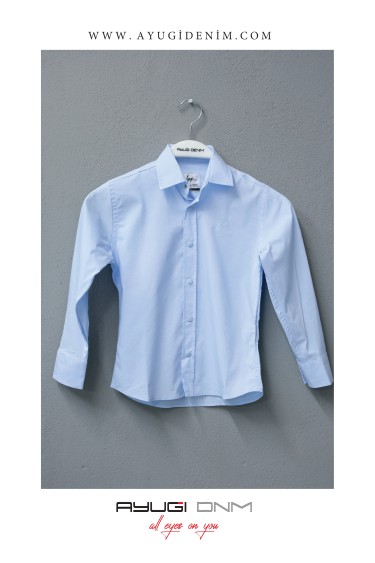 18128-116-140 РУБАШКА НОРМАЛЬНОГО РАЗМЕРА С ДЛИННЫМИ РУКАВАМИ И ПУГОВИЦАМИ