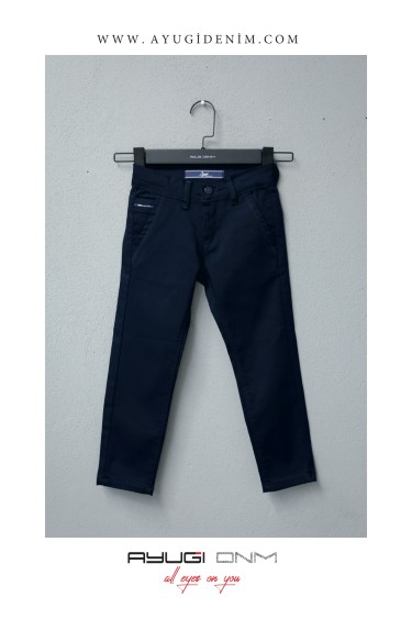 2765-110-128 БРЮКИ ИЗ ТКАНИ SEASON С 5 КАРМАНАМИ ТЕМНО-СИНИЕ