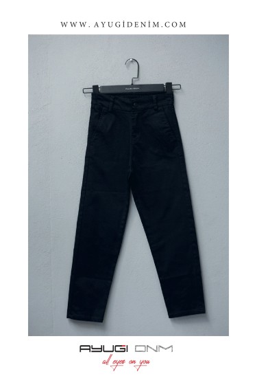 2786-116-140 ТЕМНО-СИНИЕ УЗОРЧАТЫЕ БРЮКИ ИЗ ТКАНИ С ЭЛАСТИЧНОЙ ЗАДНЕЙ ЧАСТЬЮ