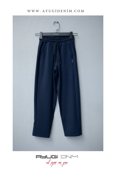 2804-122-146 БРЮКИ ТЕМНО-СИНИЕ ИЗ ТАБАРДИНА С ЭЛАСТИКОЙ НА ПОЯСИИ