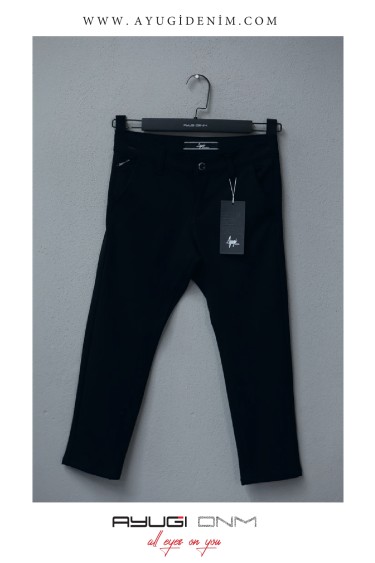 3335-176-188 БРЮКИ ИЗ ЧЕРНОЙ ТКАНИ ГАБАРДИНА