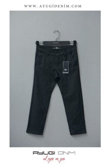 3336-122-140 БРЮКИ ОВЕРСАЙЗ ИЗ СЕРОЙ ТАБАРДИНОВОЙ ТКАНИ