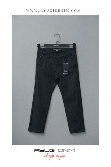 3336-122-140 БРЮКИ ОВЕРСАЙЗ ИЗ СЕРОЙ ТАБАРДИНОВОЙ ТКАНИ