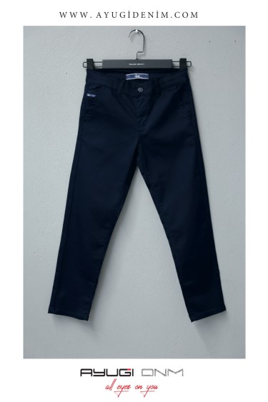 3365-182-188 БРЮКИ ОВЕРСАЙЗ ИЗ ТКАНИ ТЕМНО-СИНЕГО СЕЗОНА