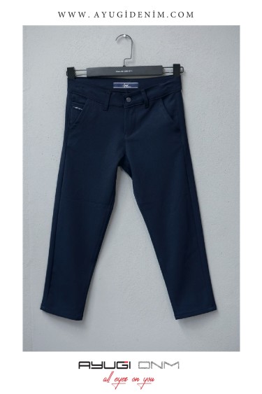 3358-176-188 БРЮКИ ОВЕРСАЙЗ ИЗ ТАБАРДИНА ТЕМНО-СИНЕГО ТКАНИ