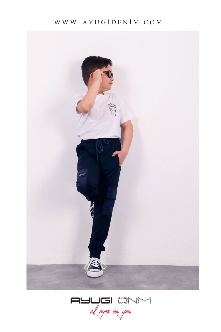 464-128-152 БРЮКИ С БОКОВЫМ КАРМАНОМ ИЗ ТКАНИ ПАРАШЮТ