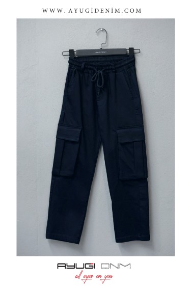 5391-146-170 ТЕМНО-СИНИЕ БРЮКИ НА ЭЛАСТИКЕ ПО ПОЯСУ С БОКОВЫМИ КАРМАНАМИ