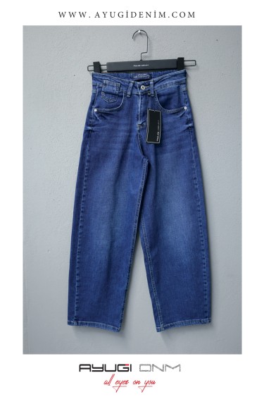 5456-140-170 LACİVERT WIDE LEG KOT PANTOLON 