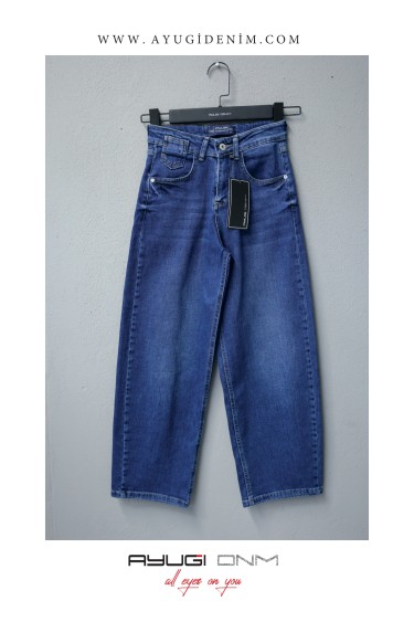 5456-140-170 ТЕМНО-СИНИЕ ШИРОКИЕ ДЖИНСЫ