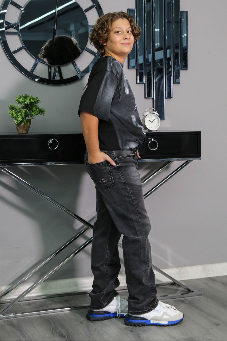 5475-140-170 ЧЁРНЫЕ ДЖИНСЫ ПРЯМОГО КРОЯ