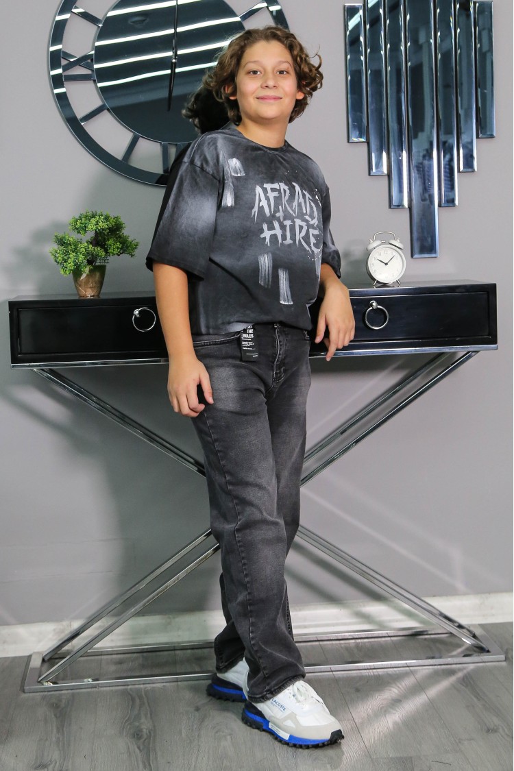 5475-140-170 ЧЁРНЫЕ ДЖИНСЫ ПРЯМОГО КРОЯ