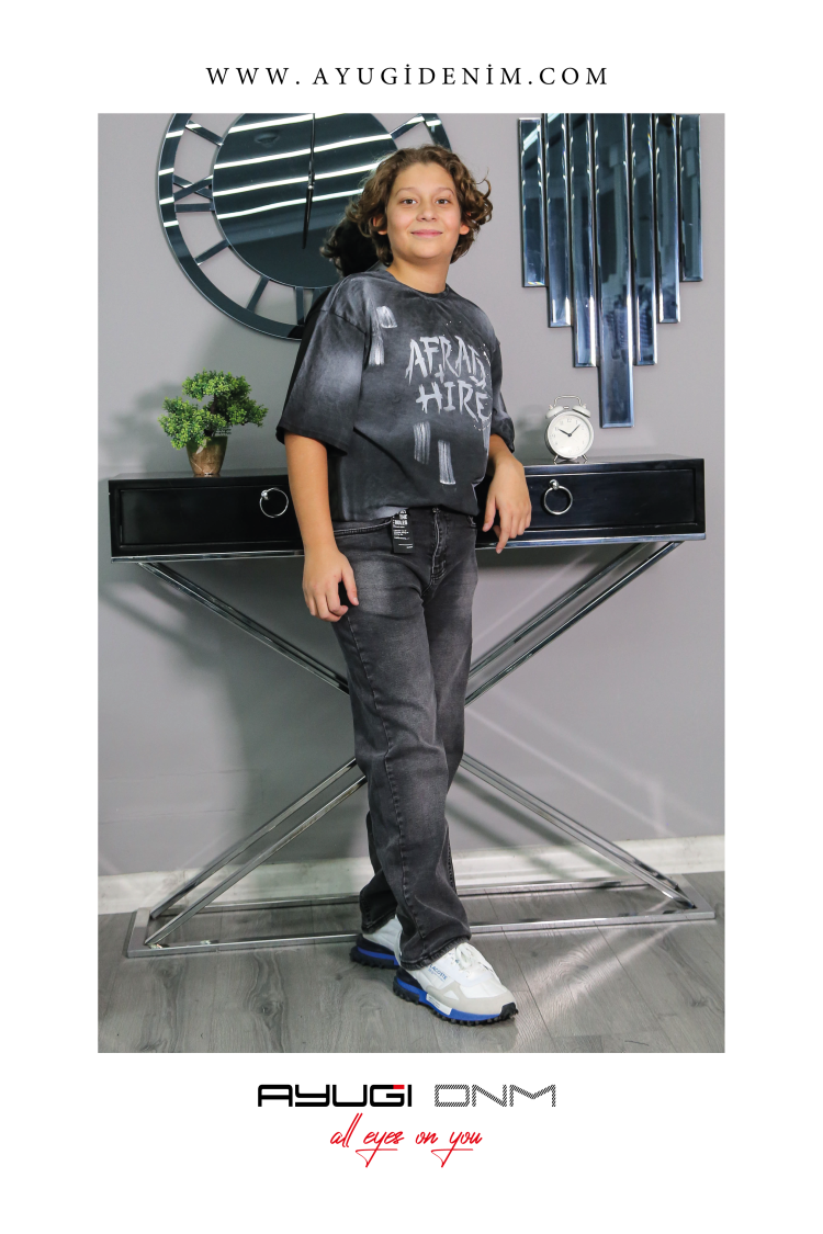 5475-140-170 ЧЁРНЫЕ ДЖИНСЫ ПРЯМОГО КРОЯ