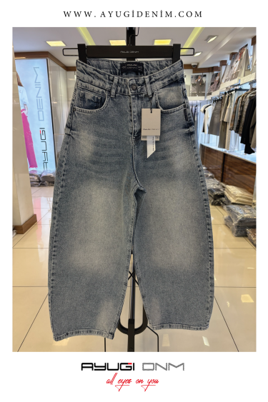 5519-140-170 ТЕМНО-СИНИЕ ДЖИНСЫ С ШИРОКИМИ ШТАНИНАМИ