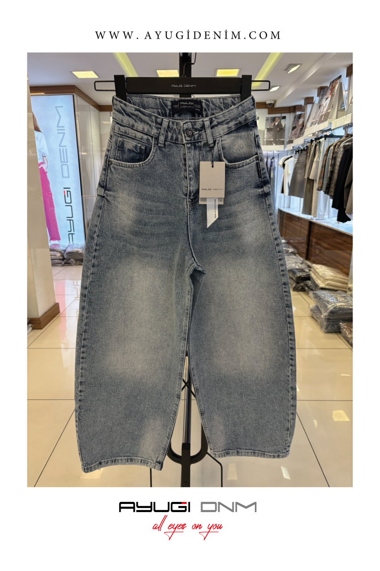 5519-140-170 СЕРЫЕ ДЖИНСЫ С ШИРОКИМИ ШТАНИНАМИ